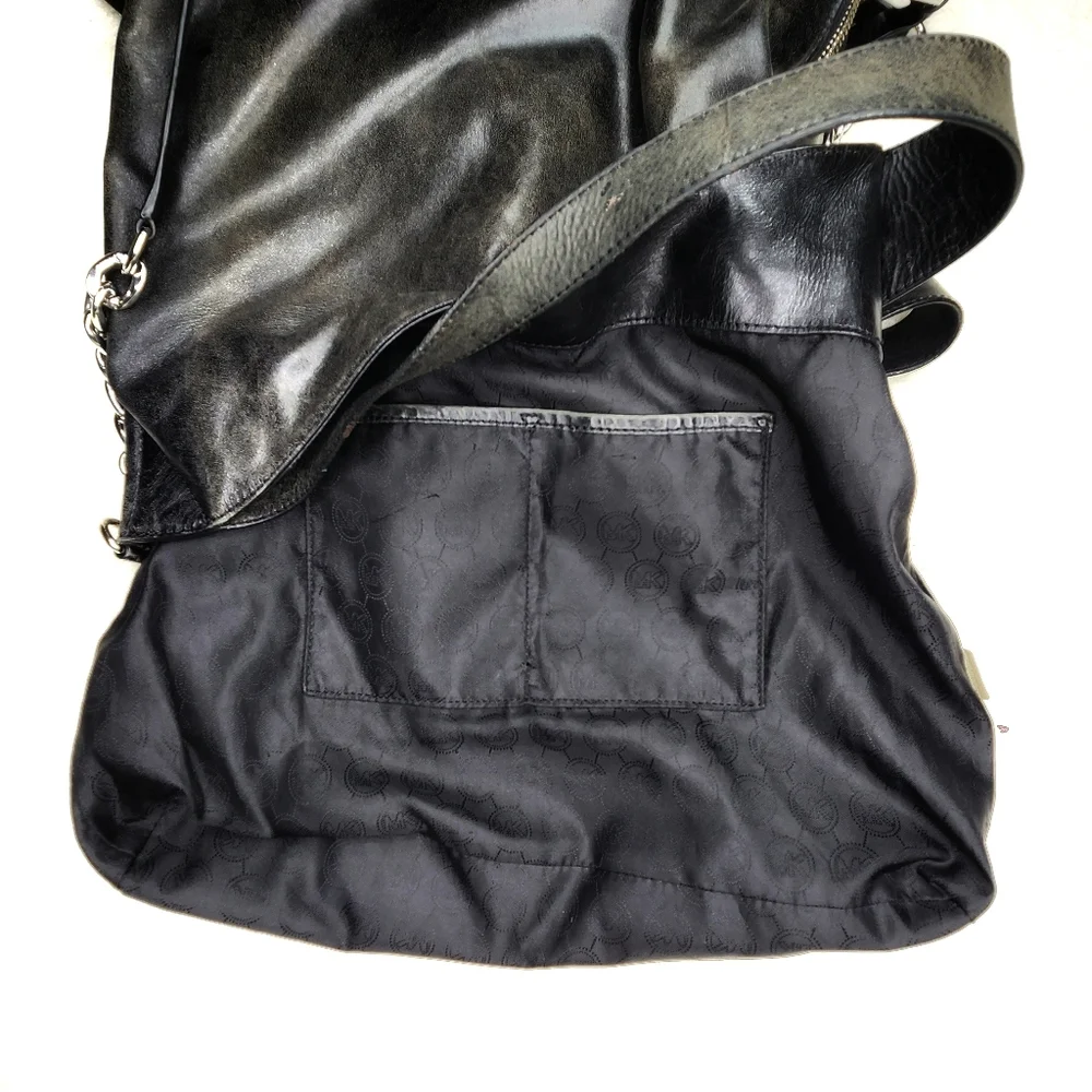 Michael Kors Devon Large Hobo Black Leather Shoulder Tote